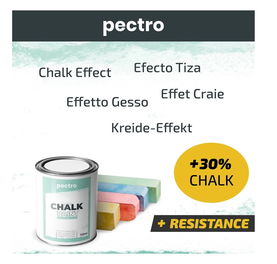 Chalk Paint Vernice a Gesso 750ml + Pennello Tondo in Legno Pack ARANCIA MORBIDA - Pittura per Mobili Senza Carteggiare