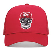 Cappellino da baseball KC ricamato, sportivo all'aperto, con visiera in rete, colore rosso