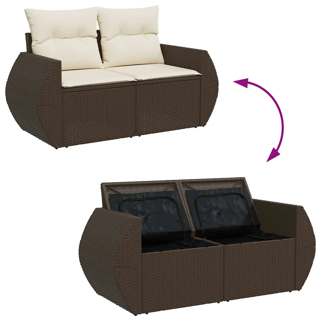 Set Divano da Giardino 5 pz con Cuscini Marrone in Polyrattan 3326564