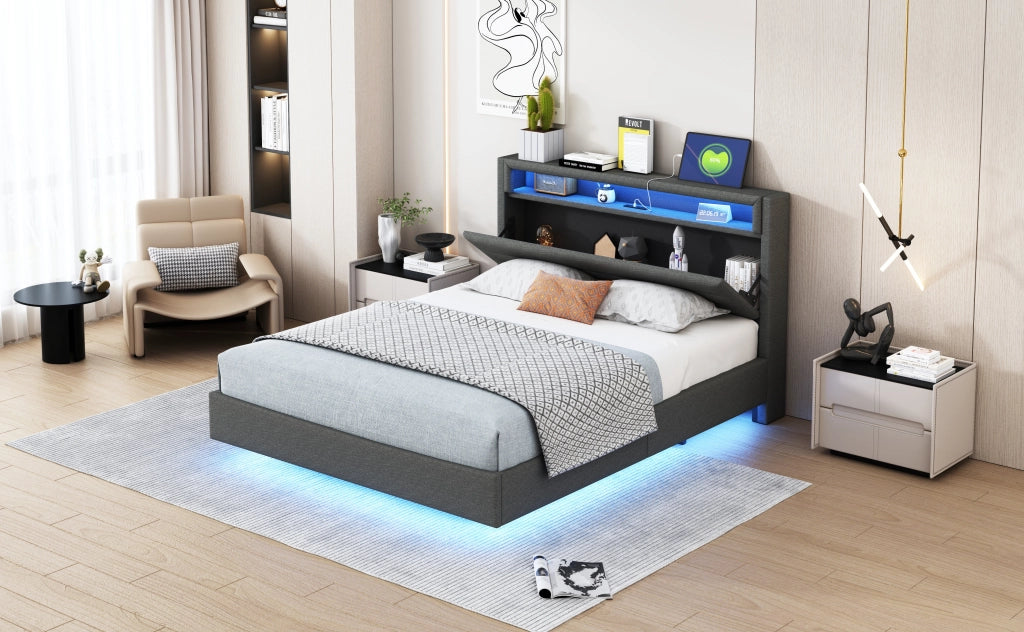 letto imbottito lino grigio 140 x 200 cm