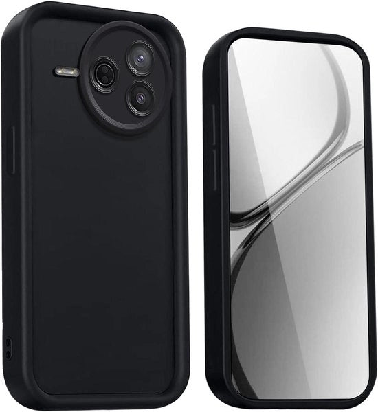 Telefoonhoesje con protezione shock con fodera in silicone e bordi rialzati - Nero - Adatto per Xiaomi Poco F7 Pro