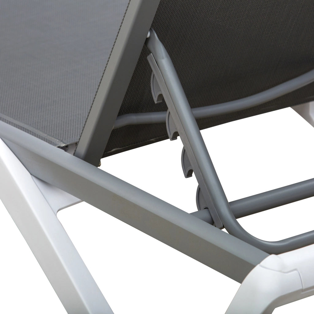 Lettino Prendisole con Schienale Reclinabile e Rotelle ¨C Zephmum ¨C Grigio e Bianco 195x67.5x33
