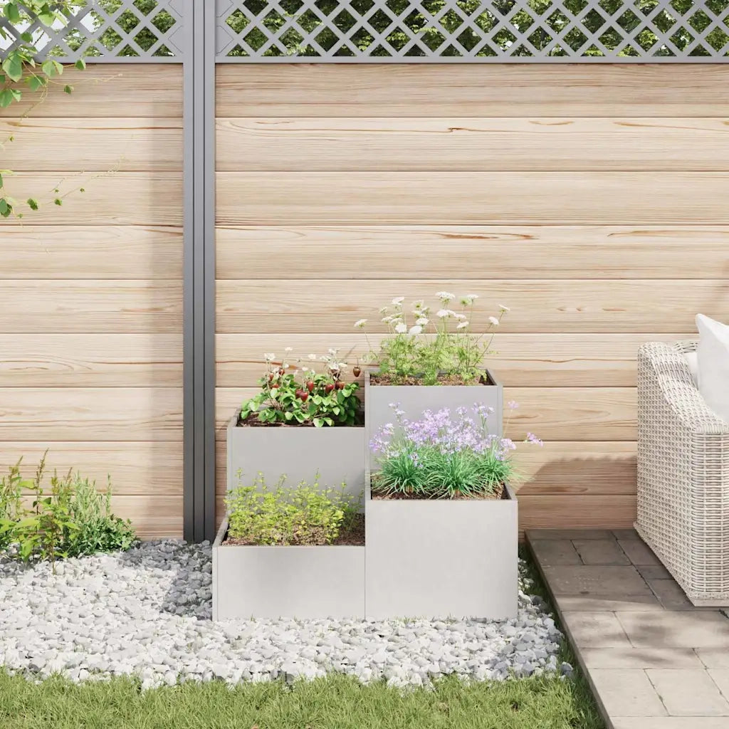 Vaso da giardino Argento 80 x 80 x 60 cm Acciaio inossidabile 865859