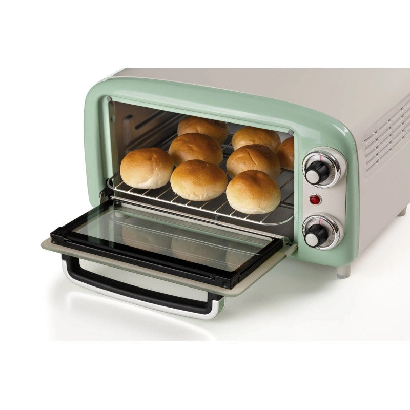 Forno Elettrico Vintage 800W - Capacità 10L - Doppio vetro - Retrò - Verde