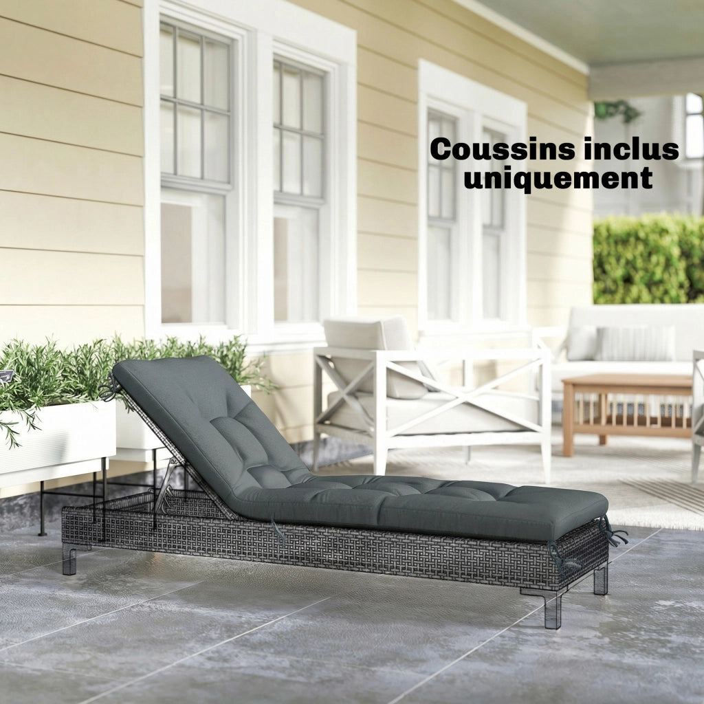 Cuscino per Lettino Prendisole ¨C Xylo ¨C Memory Foam Grigio Scuro 198x65x13cm
