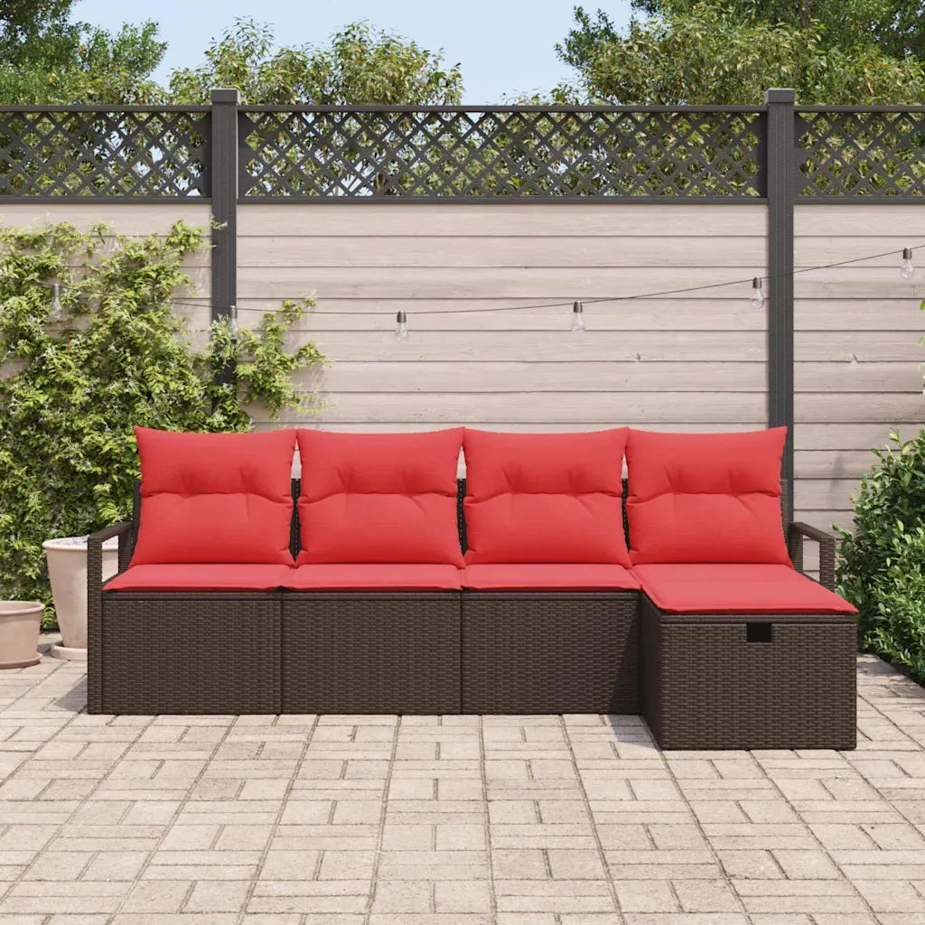 Set di divani con cuscino Marrone e Rosso polyrattan 3359163