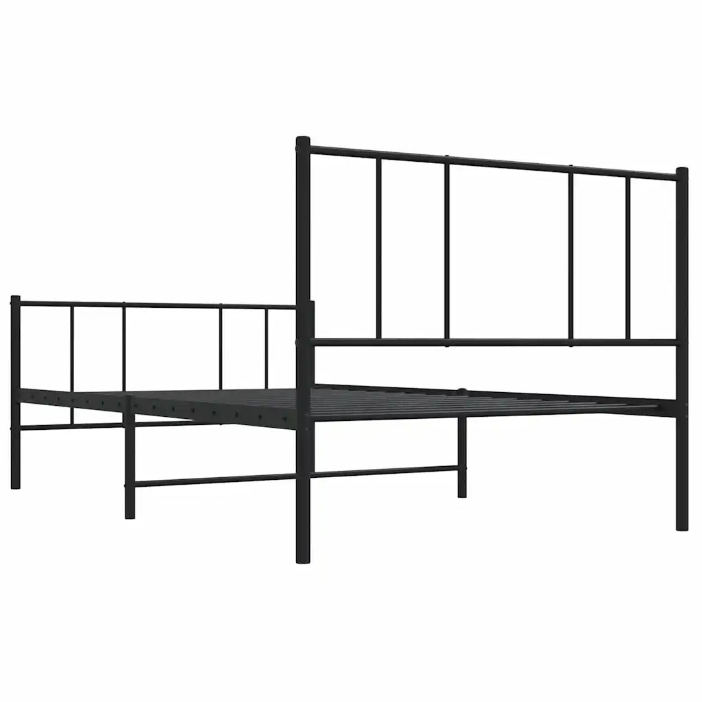 Giroletto con Testiera e Pediera-Struttura Letto Metallo Nero 90x190 cm 255004