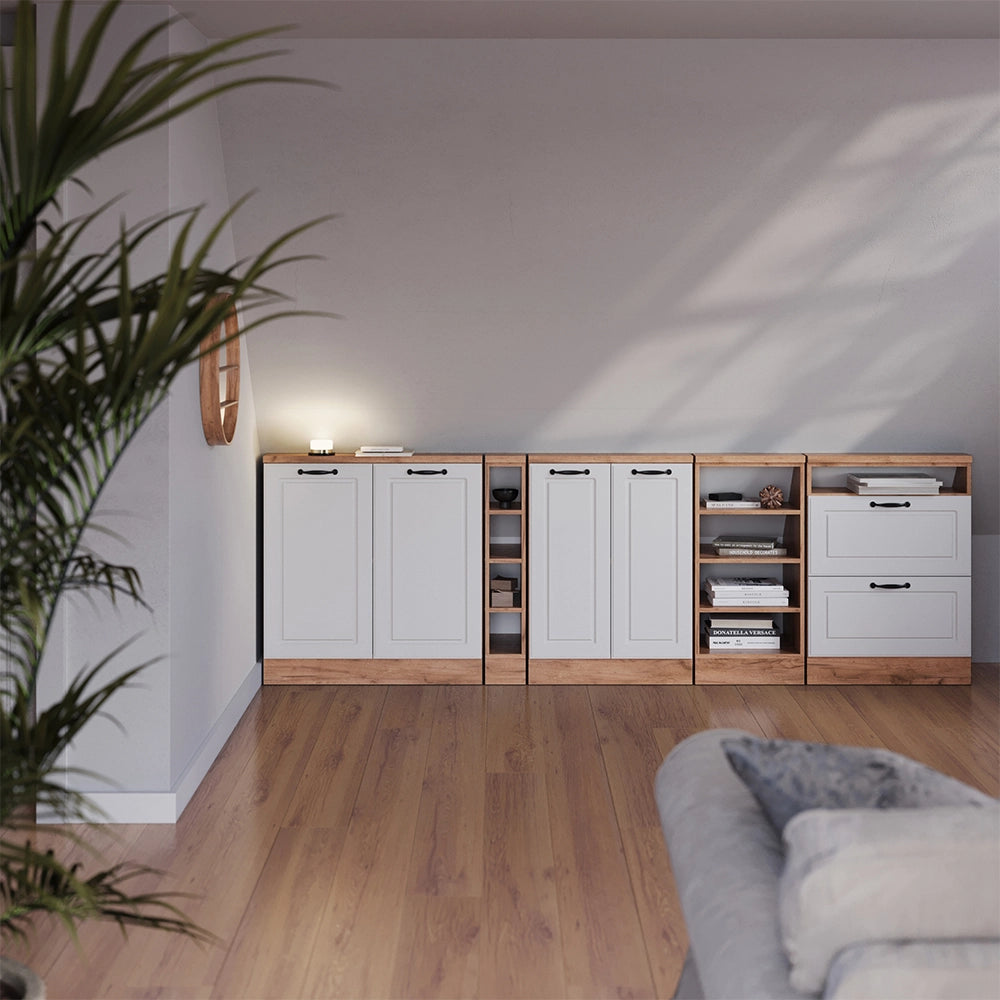 Mobile sottotetto Rion Bianco rustico/Rovere dorato con 2 porte Vicco