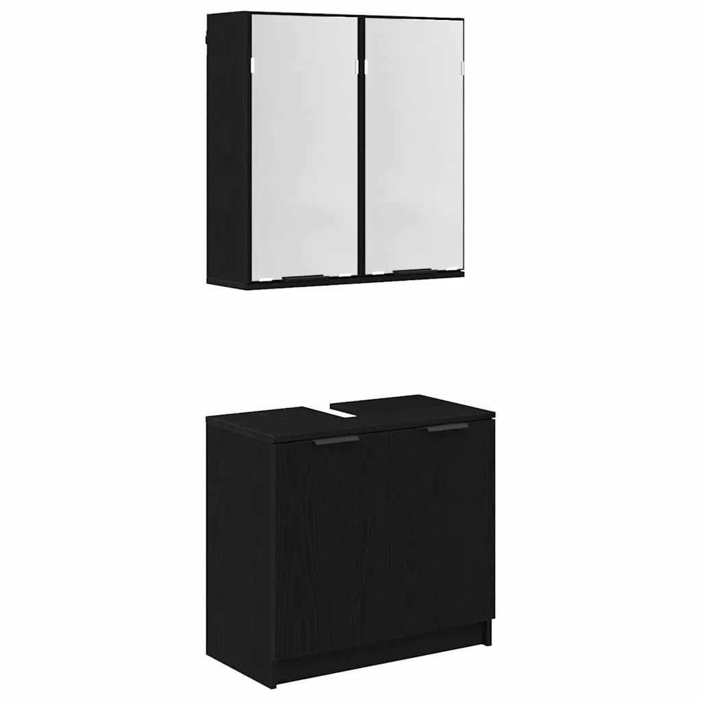 Set di Armadi da Bagno 2 pcs Rovere Nero Legno multistrato 3416132