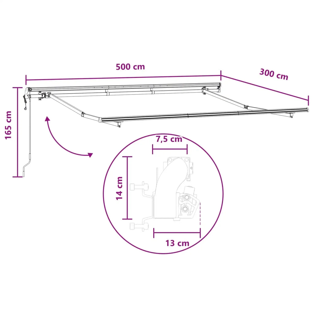 Tenda retrattile Tortora 500 × 300 cm Tessuto e Alluminio 3426329