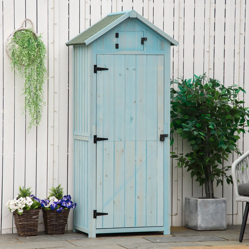 Armadio da giardino esterno ¨C Xylo ¨C legno massello sapin trattato blu 77x54x179cm
