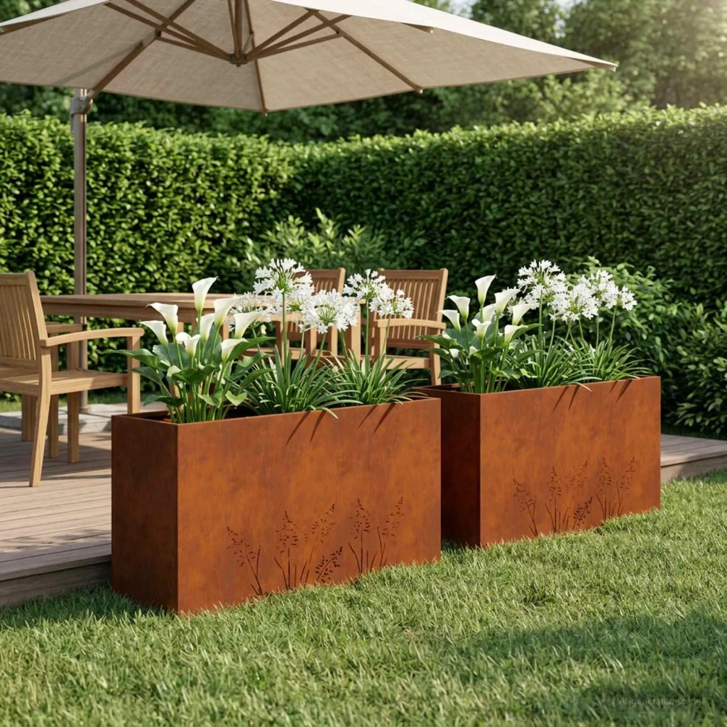 Vaso da giardino 2 pz Ruggine 100 x 20 x 49 cm Acciaio Corten 8005861