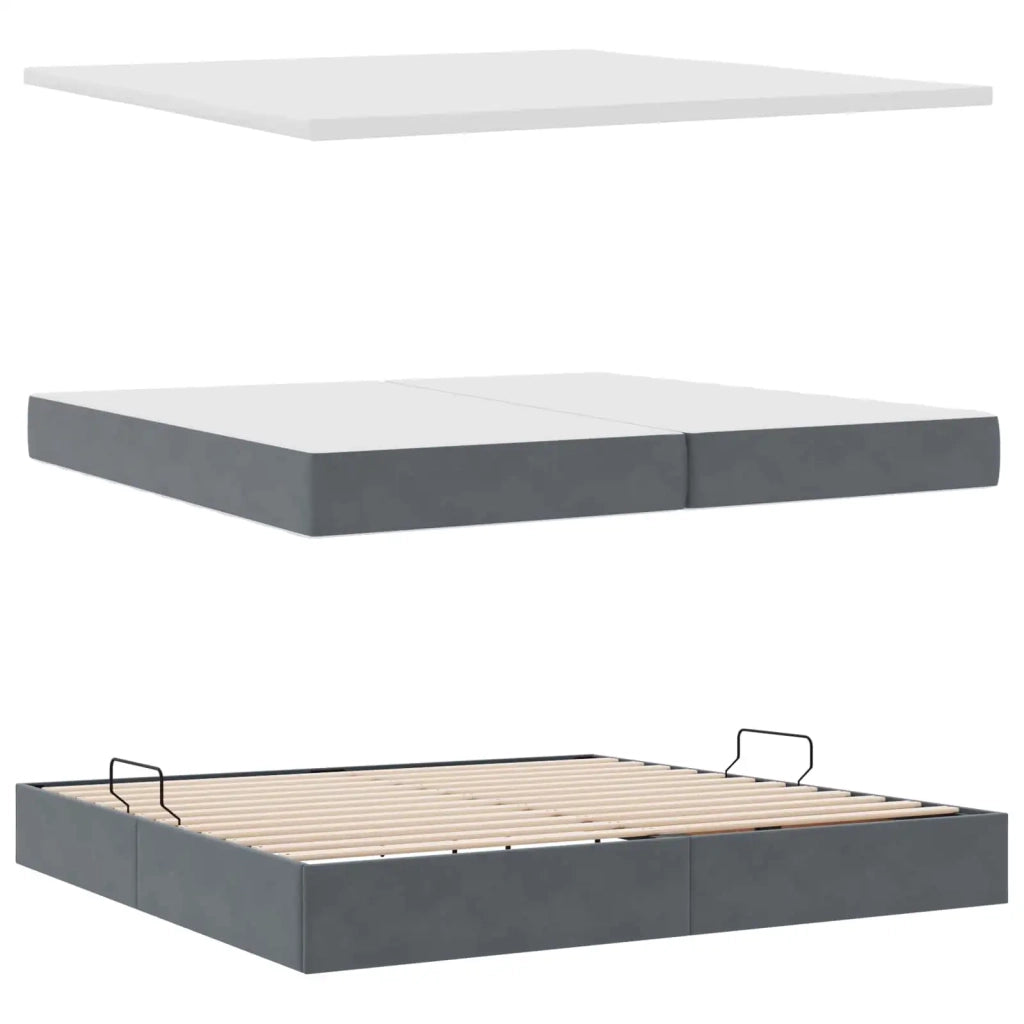 Letto con contenitore e materasso Grigio scuro 200 x 200 cm 3372112