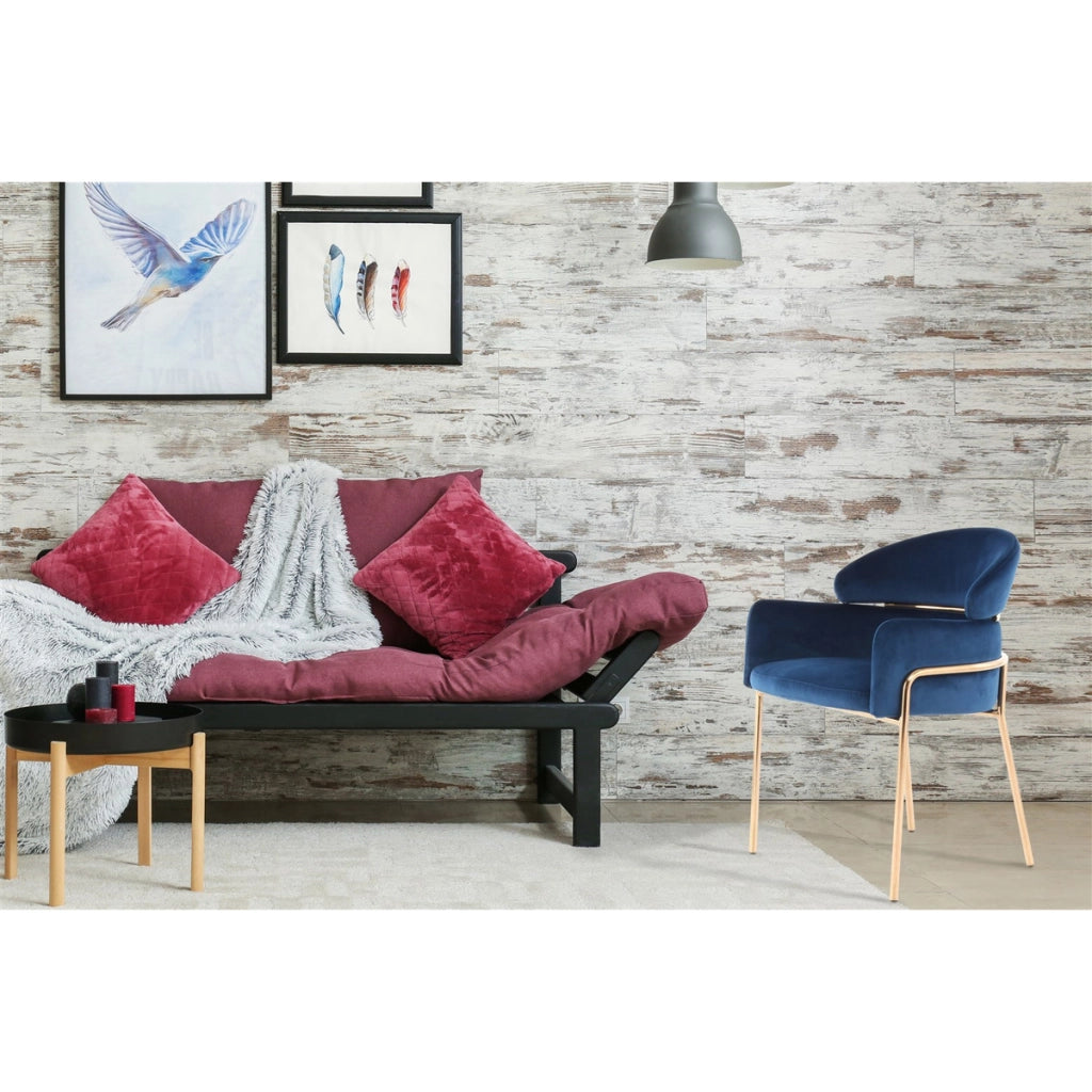 Sedia di design Corey in velluto blu e oro rosa