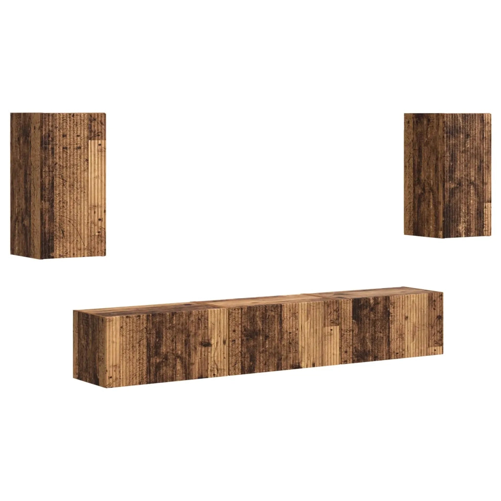 Set mobile TV 5 pz-Credenza per TV Legno vecchio Legno multistrato 275371