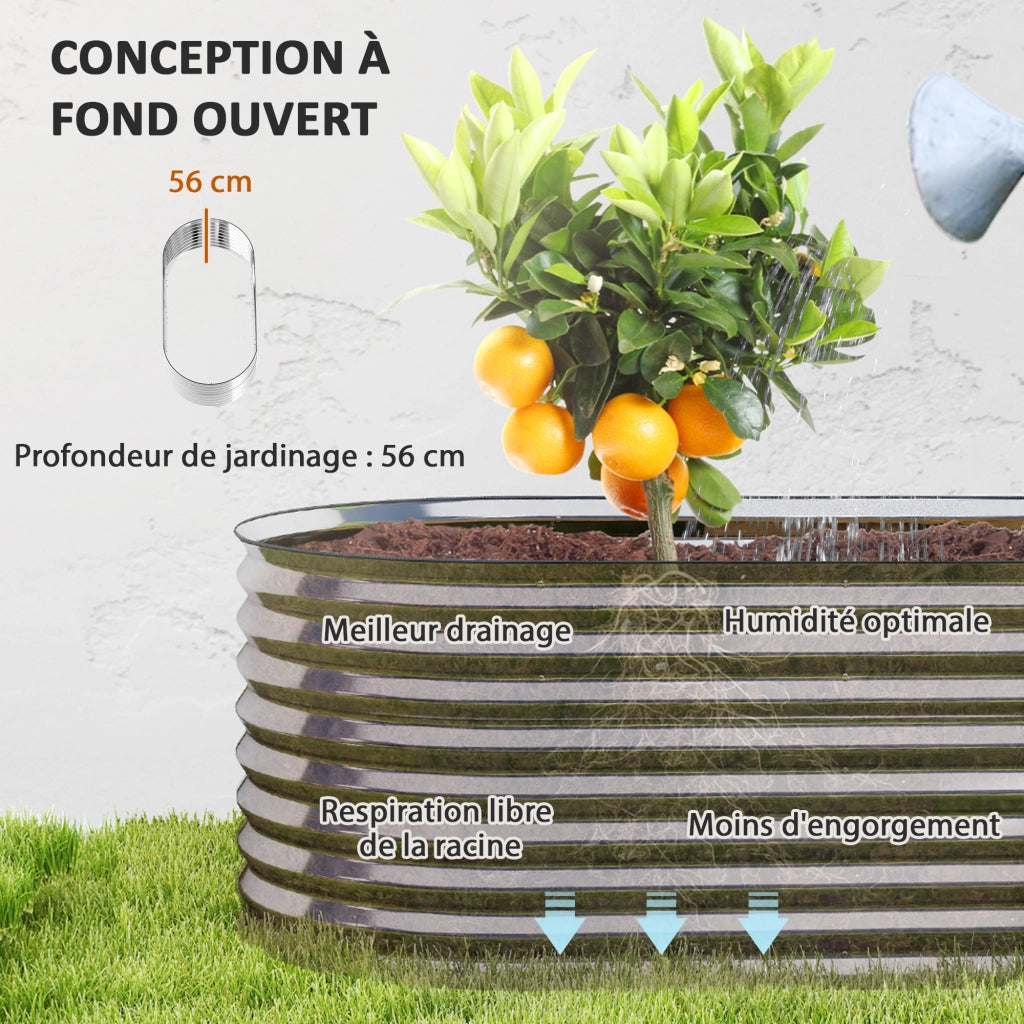 Orto rialzato da giardino ¨C Xylo ¨C acciaio galvanizzato grigio 160x80x56 cm