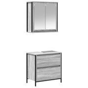 Set Mobili da Bagno | Armadio da bagno 2 pz Grigio Sonoma in Legno Multistrato