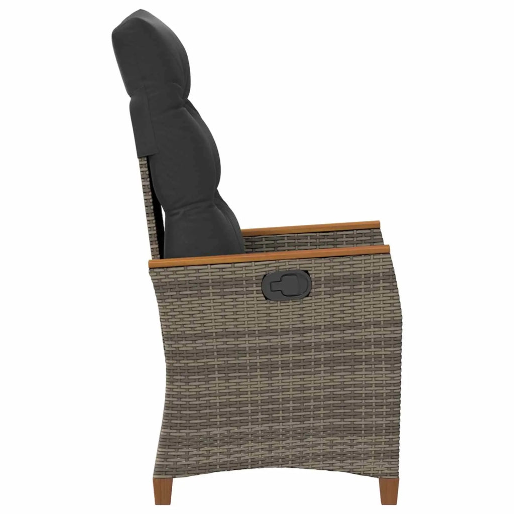Sedia da giardino reclinabile Grigio e Grigio Scuro polyrattan 42026860