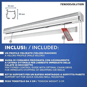 Binario Tenda a Pacchetto 4 Calate con cassone, Bastone Attacco Parete/Soffitto, Binario in Alluminio Bianco Lunghezza 100 CM Comando a sinistra