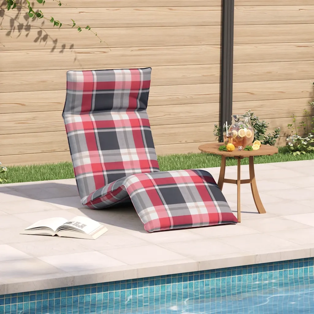 Sdraio da giardino | Lettino Pieghevole Quadri Rossi 175x54x8,5 cm in Tessuto Oxford