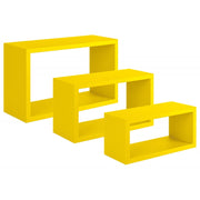 Set 3 Mensole da Parete Trittico Giallo Canarino 45x27, 40x22 e 35x17 cm - Sanitec
