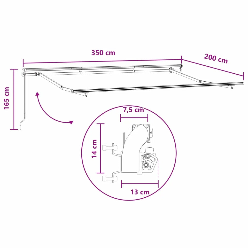 Tenda retrattile Tortora 3,5 x 2 m Tessuto 3425753