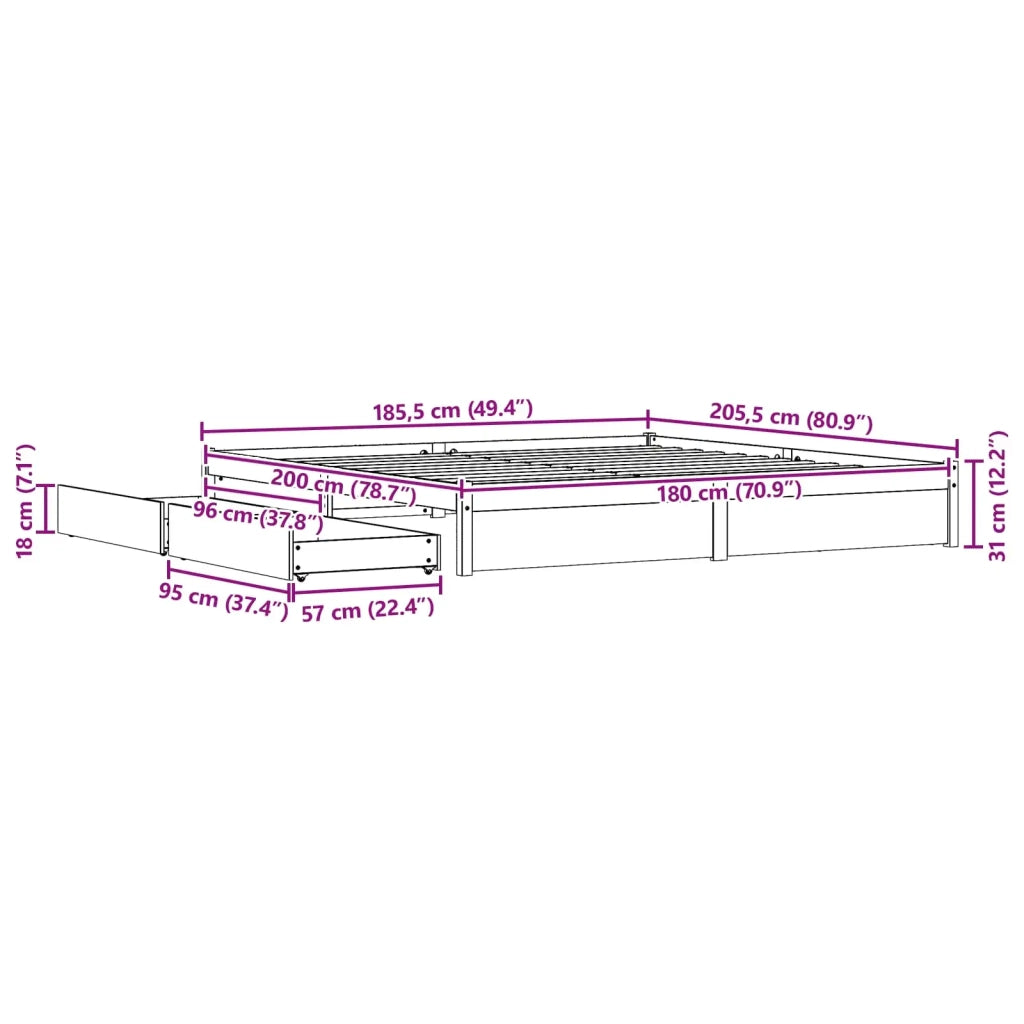 Struttura del letto con cassetto Marrone cerato 180 x 200 cm 3422720