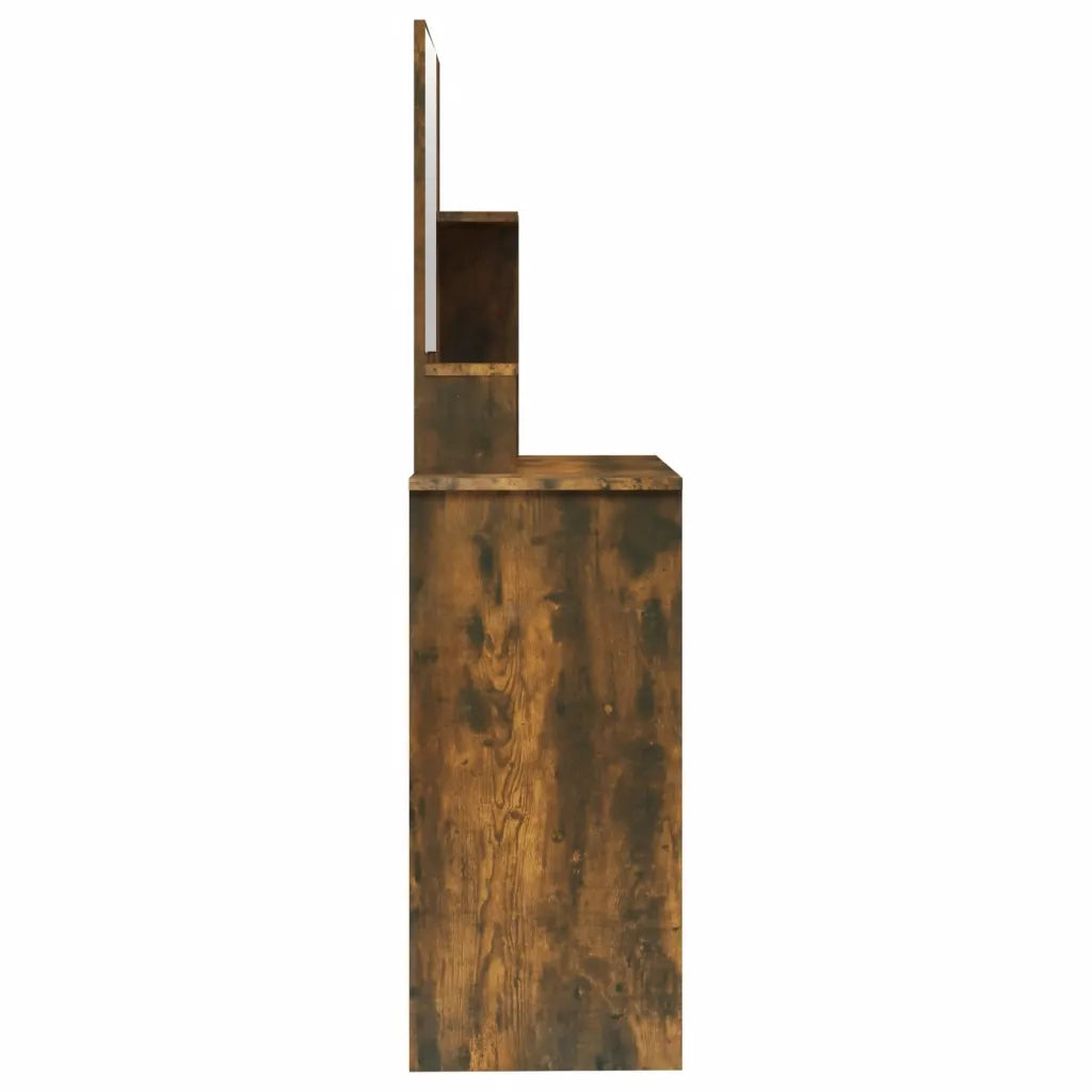 Toeletta con Specchio-Tavolo da Vanit¨¤ Rovere Fumo 86,5x35x136 cm