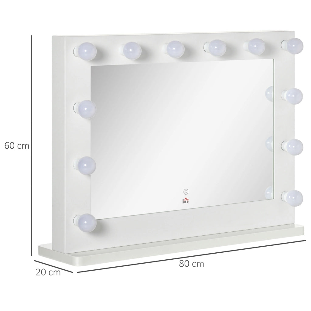 Specchio Hollywood con Illuminazione LED ¨C Minimal ¨C Bianco 80x60 cm