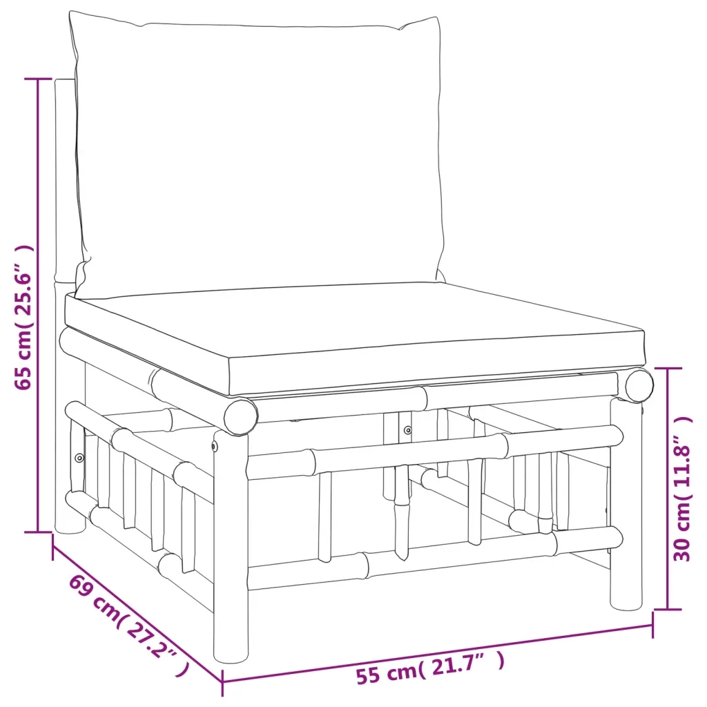 Set Salotto da Giardino 4pz con Cuscini Grigio Scuro Bambù 3155216