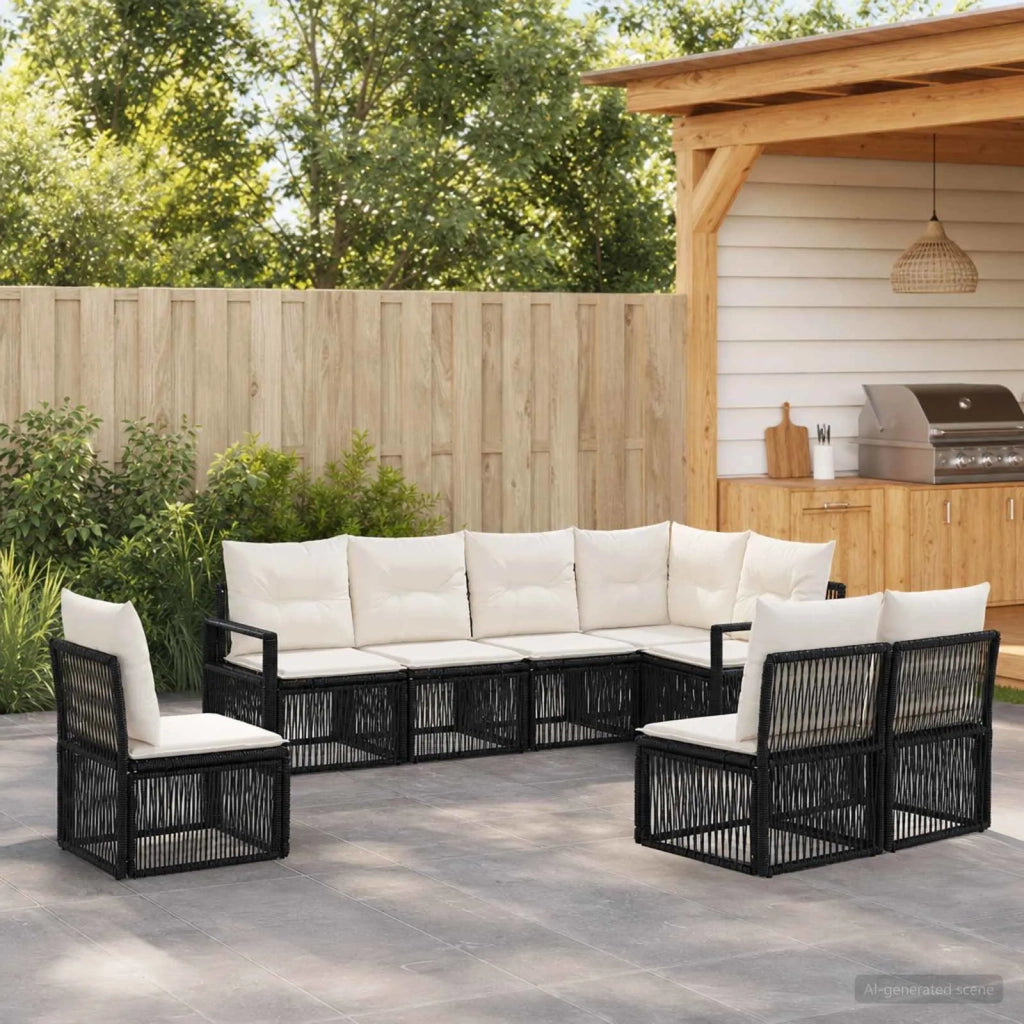 Set Divano da Giardino 8 pz Nero polyrattan 3435727
