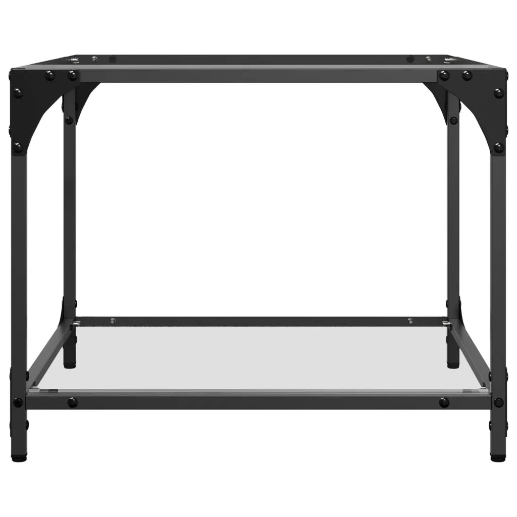 Tavolino Salotto con Piano Vetro Trasparente-Tavolino da soggiorno 50x50x40cm Acciaio 506065