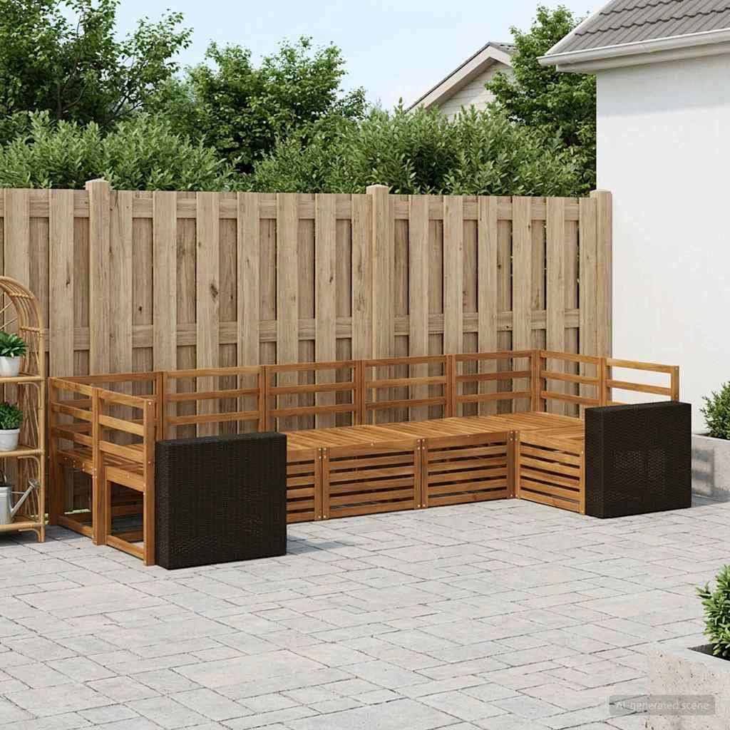 Set di divani da esterno 7 pz Naturale Legno di Acacia Massello 3384810