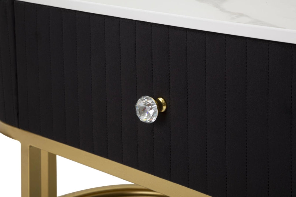 Mobile porta tv metallo dorato, tessuto nero e similmarmo, cassetti 150x42x45cm Montpellier
