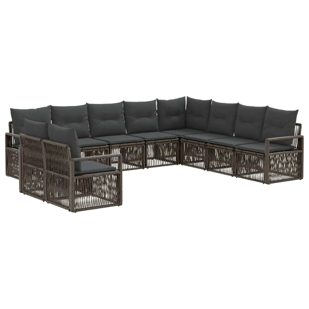Set Divano da Giardino 10 pz Grigio polyrattan 3435758