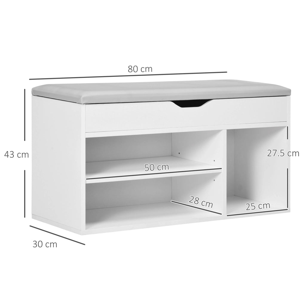 Scarpiera con Panca e Vani Aperti ¨C zephmum ¨C Legno Bianco 80x35x90 cm