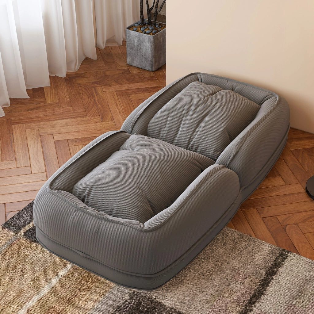 Divano letto pieghevole ergonomico con schienale regolabile a 5 posizioni in tessuto grigio
