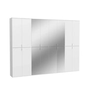 Armadio 16 porte BODITE – 8 porte con specchi – Bianco laccato