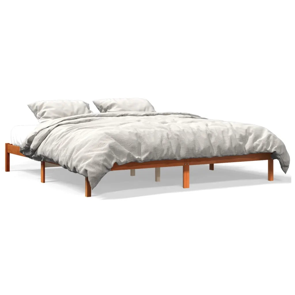 Giroletto senza Materasso-Struttura Letto Marrone Cera 200x200 cm Legno di Pino 269565