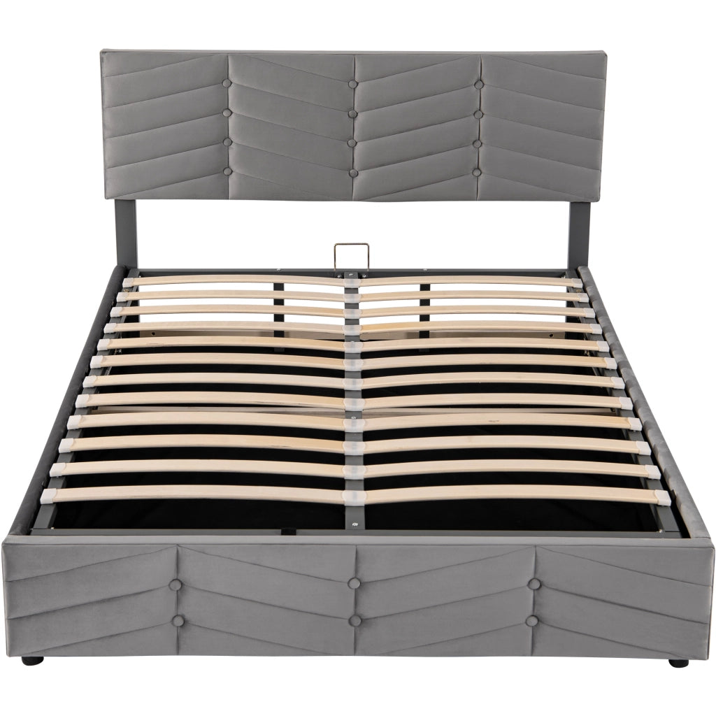 letto imbottito velluto grigio 140 x 200 cm