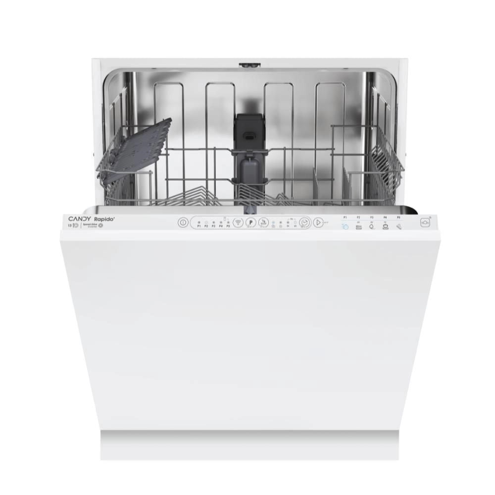 Candy CI 3E53L0W Rapido' Serie Rapido' - Lavastoviglie a scomparsa totale 13 coperti, classe energetica E, motore Speed‑Drive Inverter, Maxi TUB e connettivita' Wi‑Fi-BLE (82,0×59,8×55,0 cm), colore Bianco
