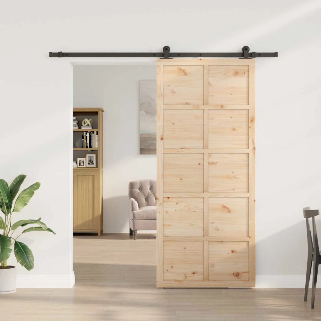 Porta scorrevole Naturale 80 x 208 cm Legno Massello di Pino 3445650