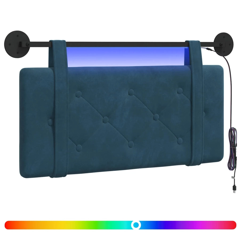 Testiera | Testata sospesa Con luce LED Blu Velluto