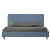 BS COM Letto matrimoniale king size con rete imbottito 200x210 microfibra blu