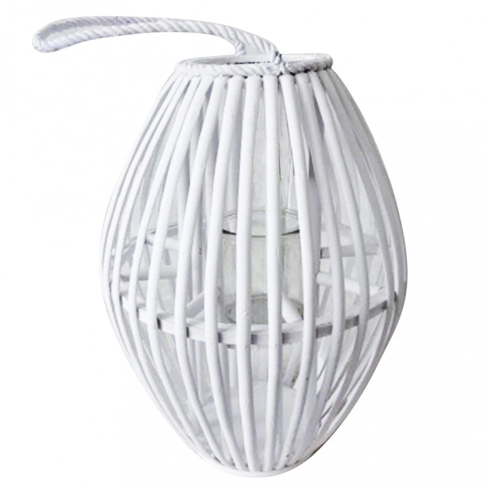 Lanterna Violette in Vimini Bianco