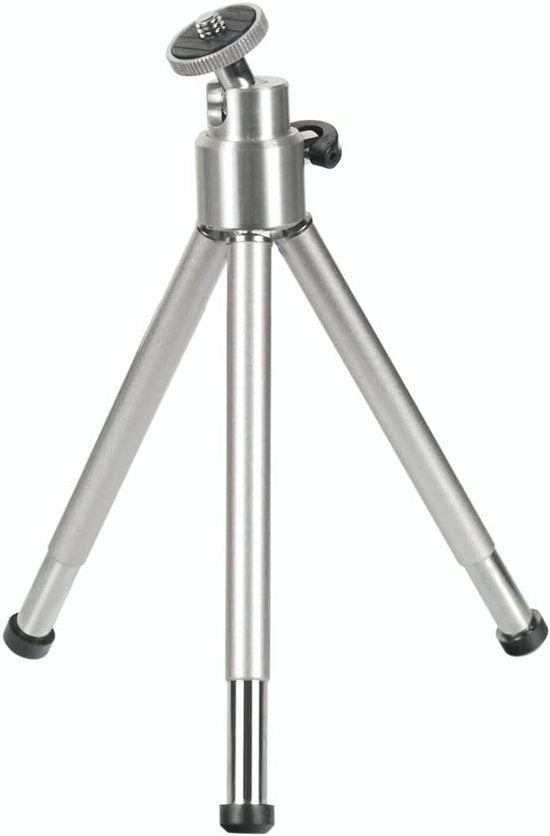 Mini-tripode con testa di sfera 3D - tripode per smartphone e fotocamera - argento - metallo