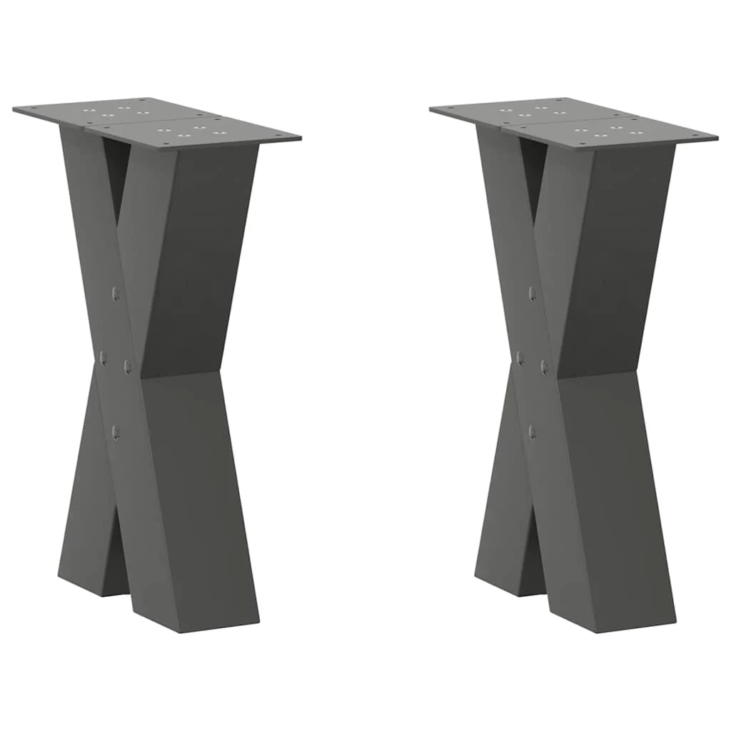 Set di 2 gambe regolabili per tavolino da caffè a forma di X 38 x 42 cm design moderno linee pulite acciaio antracite 02_0057226