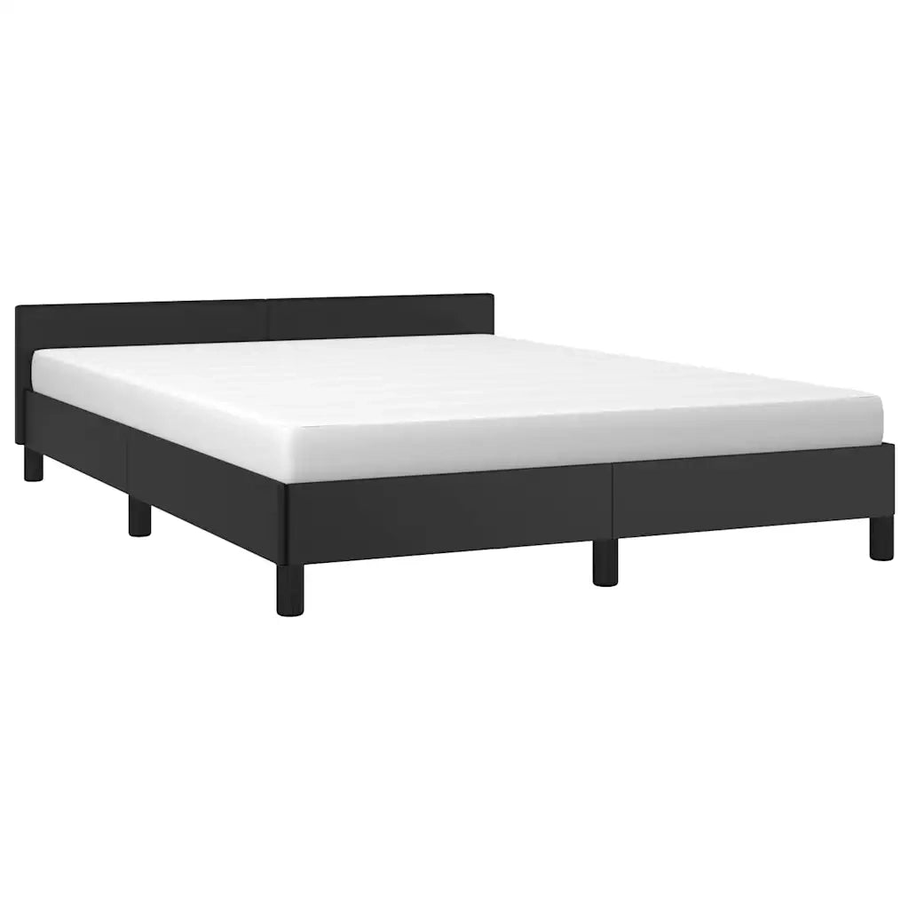 Letto matrimoniale | Letto per adulti | Giroletto con Testiera senza Materasso Nero 140x200 cm