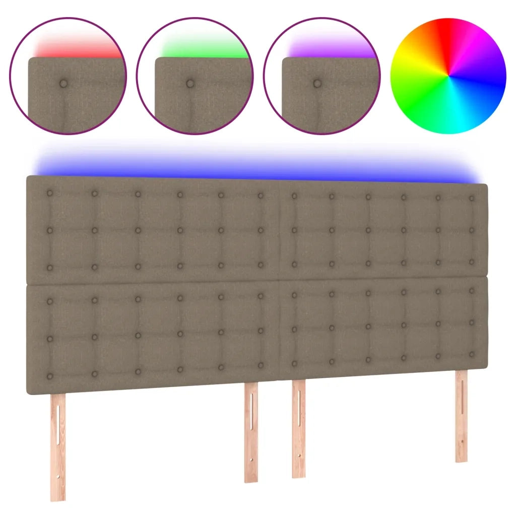 Testiera a LED-Testata con LED Tortora 160x5x118/128 cm in Tessuto 778604