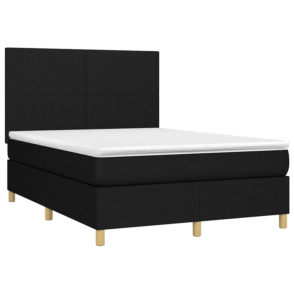 Letto a Molle con Materasso e LED Nero 140x190 cm in Tessuto 3135271